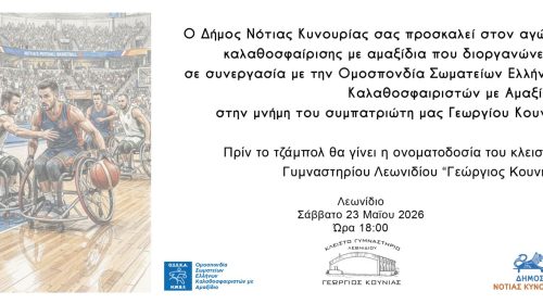 ΠΡΟΣΚΛΗΣΗ ΑΓΩΝΑ ΚΑΛΑΘΟΣΦΑΙΡΙΣΗΣ ΜΕ ΑΜΑΞΙΔΙΑ & ΟΝΟΜΑΤΟΔΟΣΙΑ ΚΛΕΙΣΤΟΥ ΓΥΜΝΑΣΤΗΡΙΟΥ 'ΓΕΩΡΓΙΟΣ ΚΟΥΝΙΑΣ'